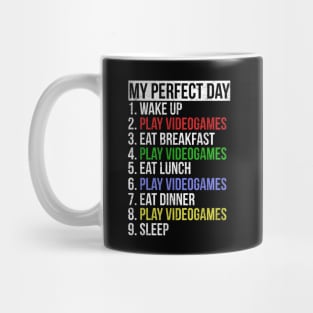 My Perfect Day / Video Games Funny Gamer distressed retro design Mug